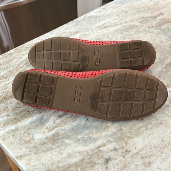 L. L. Bean Leather Peep Toe Flats Size 8.5M red and tan - Picture 10 of 10